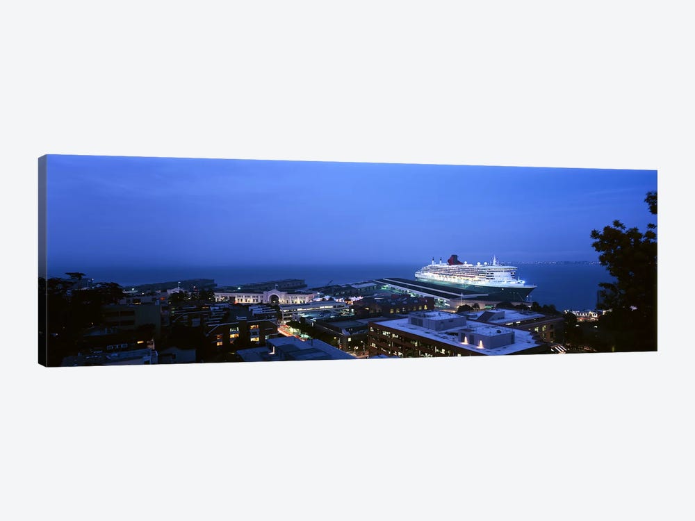 High angle view of a cruise ship at a harbor, RMS Queen Mary 2, San Francisco, California, USA by Panoramic Images 1-piece Art Print