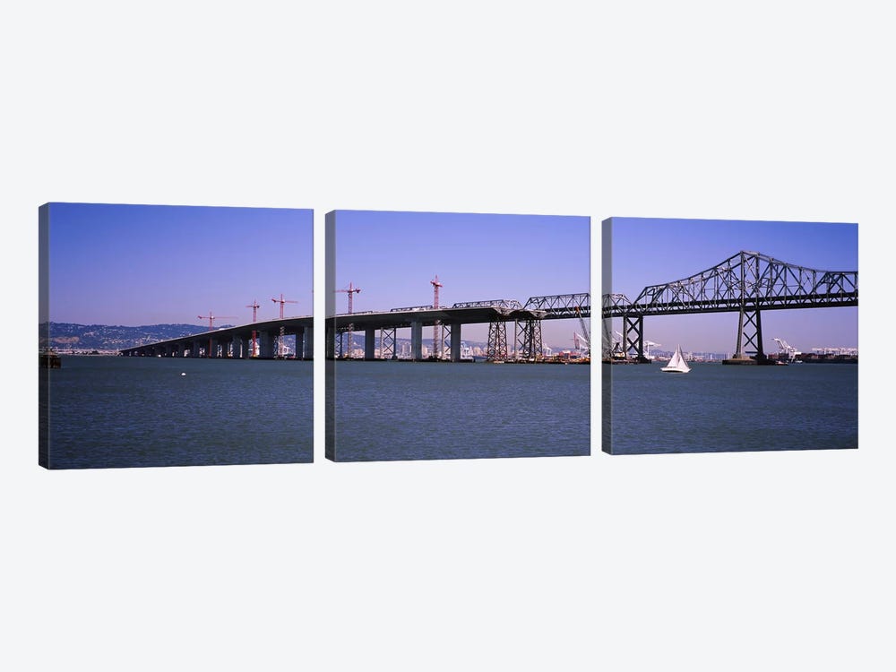 Cranes at a bridge construction site, Bay Bridge, Treasure Island, Oakland, San Francisco, California, USA by Panoramic Images 3-piece Canvas Artwork