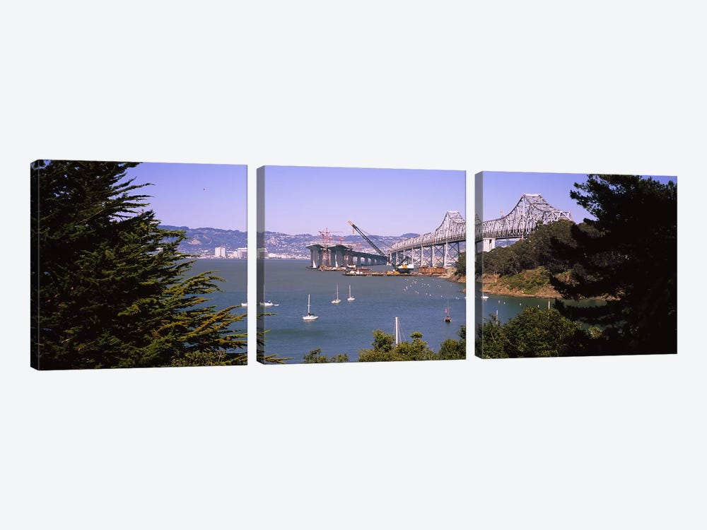 Cranes at a bridge construction site, Bay Bridge, Treasure Island, Oakland, San Francisco, California, USA #2 by Panoramic Images 3-piece Canvas Art Print