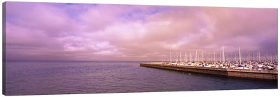 Yachts moored at a harbor, San Francisco Bay, San Francisco, California, USA Canvas Art Print - 3-Piece Panoramic Art