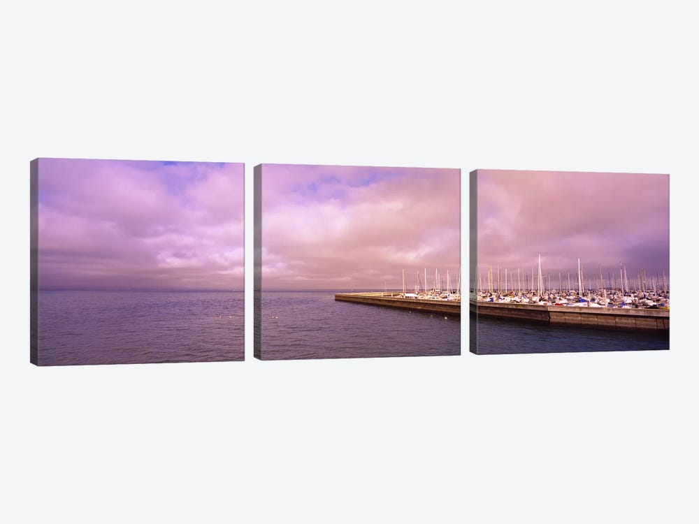 Yachts moored at a harbor, San Francisco Bay, San Francisco, California, USA by Panoramic Images 3-piece Canvas Art