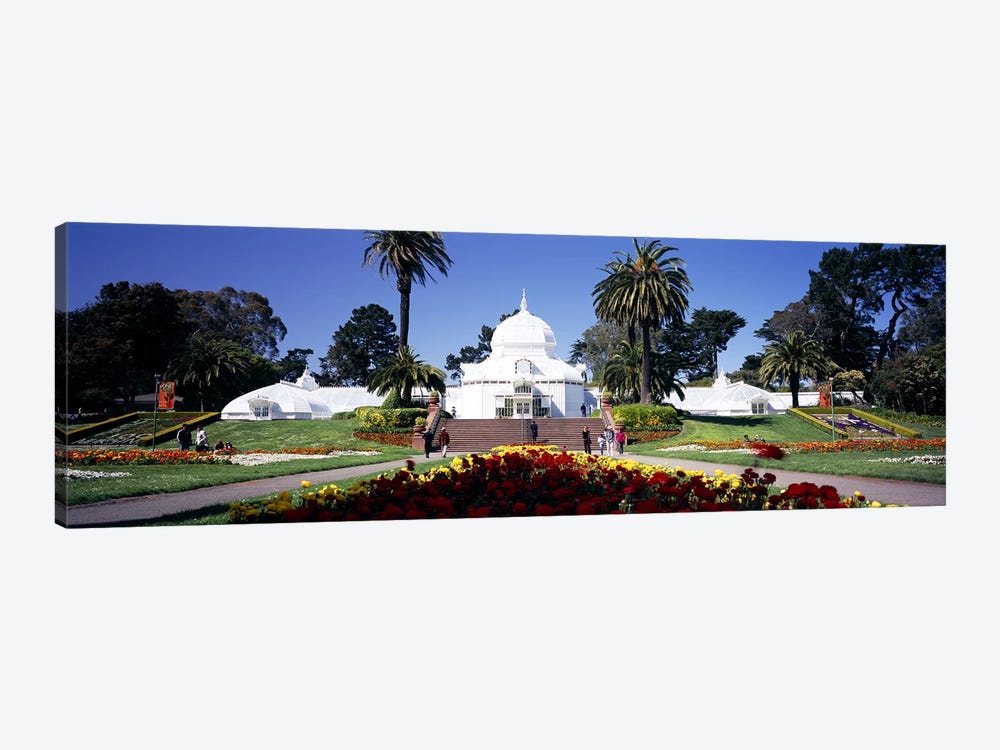 Tourists in a formal garden, Conservatory of Flowers, Golden Gate Park, San Francisco, California, USA by Panoramic Images 1-piece Canvas Wall Art