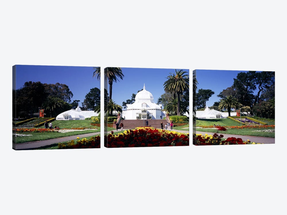 Tourists in a formal garden, Conservatory of Flowers, Golden Gate Park, San Francisco, California, USA by Panoramic Images 3-piece Canvas Art