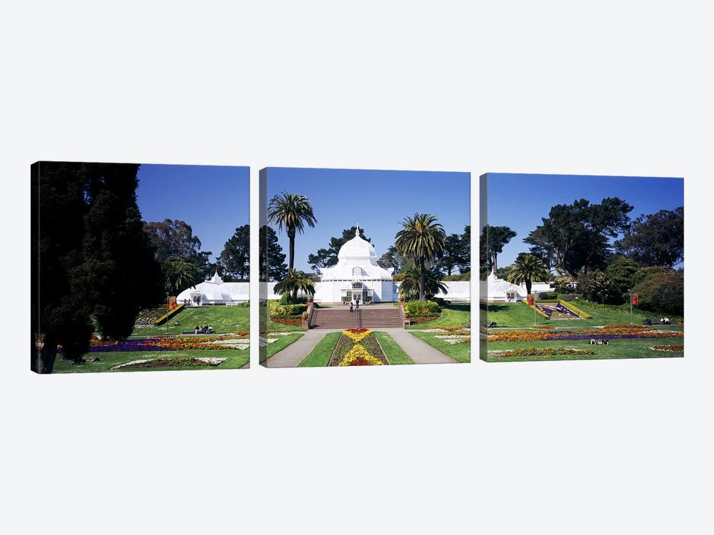 Facade of a building, Conservatory of Flowers, Golden Gate Park, San Francisco, California, USA by Panoramic Images 3-piece Canvas Print