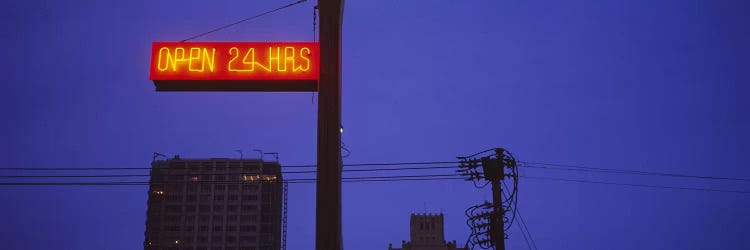 Low angle view of a neon sign, San Francisco, California, USA