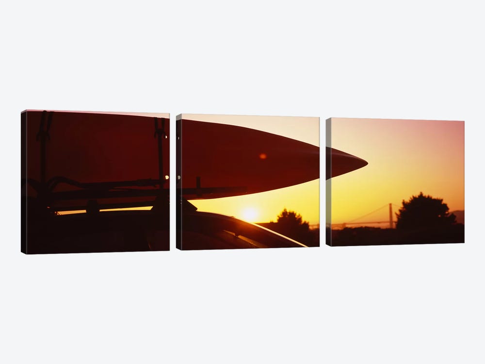 Close-up of a kayak on a car roof at sunset, San Francisco, California, USA by Panoramic Images 3-piece Canvas Art
