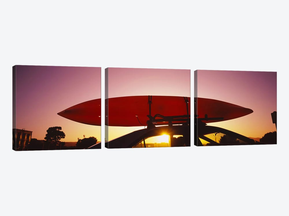 Close-up of a kayak on a car roof at sunset, San Francisco, California, USA #2 by Panoramic Images 3-piece Canvas Art Print