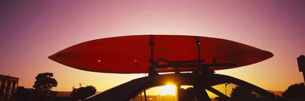Close-up of a kayak on a car roof at sunset, San Francisco, California, USA #2