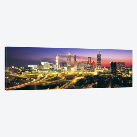 SkylineEvening, Dusk, Illuminated, Atlanta, Georgia, USA, Canvas Print #PIM646} by Panoramic Images Art Print