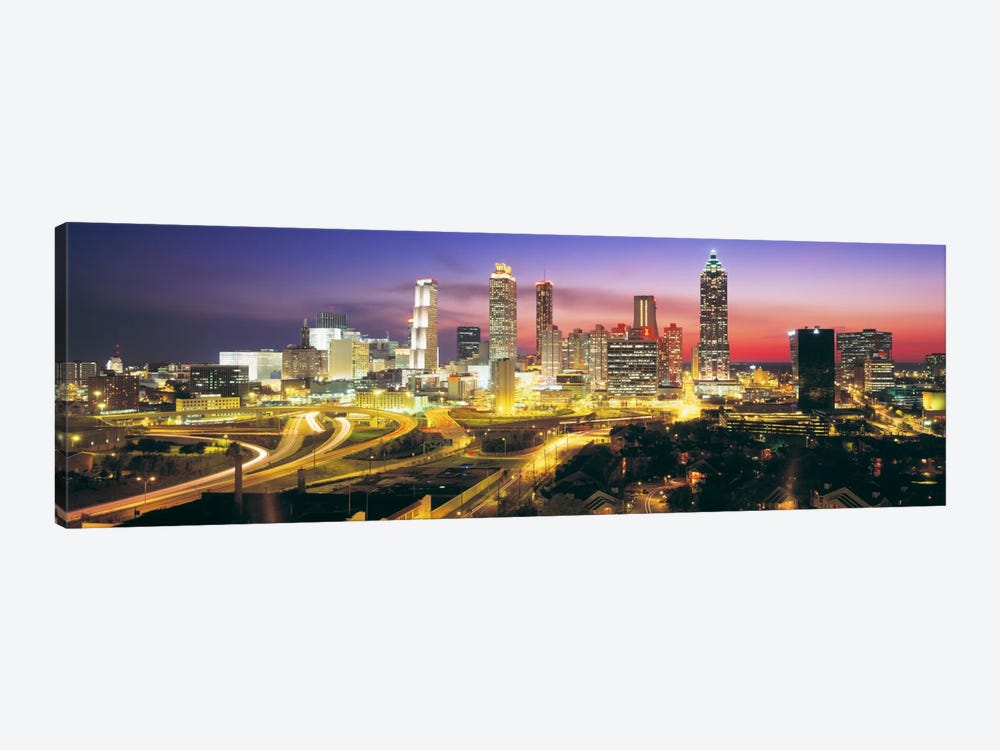 SkylineEvening, Dusk, Illuminated, Atlanta, Georgia, USA, 1-piece Canvas Art