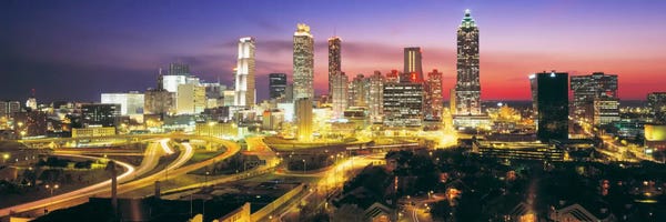 SkylineEvening, Dusk, Illuminated, Atlanta, Georgia, USA,