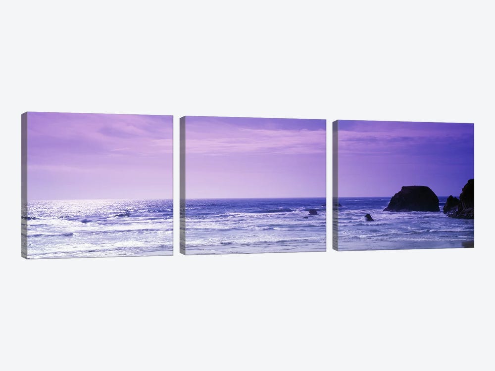 Seascape With A Violet Sky, Mendocino County, California, USA by Panoramic Images 3-piece Canvas Print