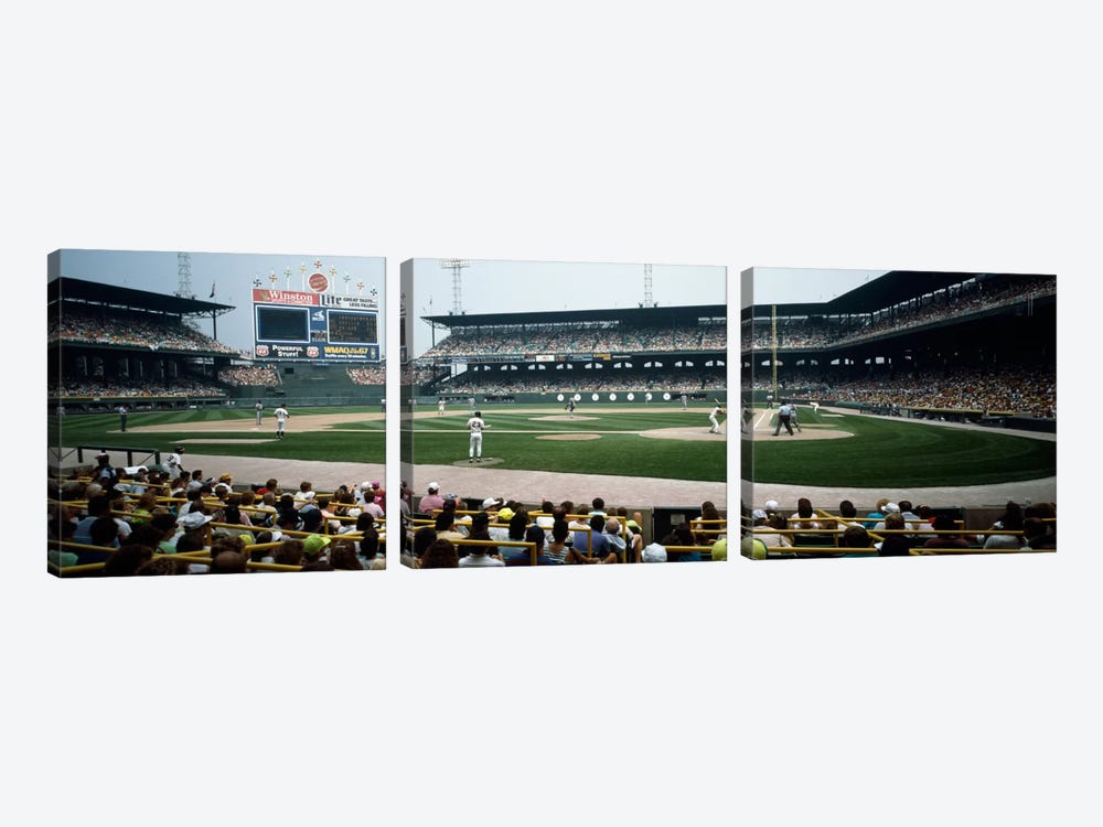 Spectators watching a baseball match in a stadiumU.S. Cellular Field, Chicago, Cook County, Illinois, USA by Panoramic Images 3-piece Canvas Print