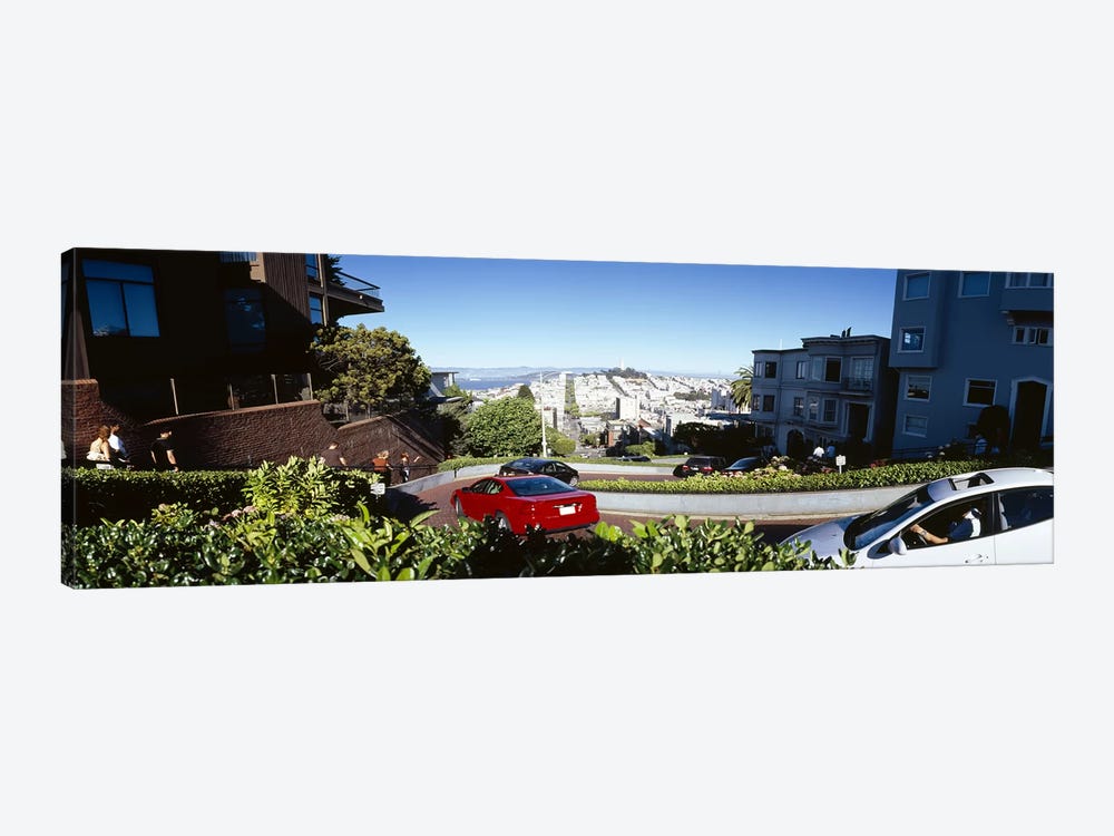 Cars on a street, Lombard Street, San Francisco, California, USA by Panoramic Images 1-piece Canvas Wall Art