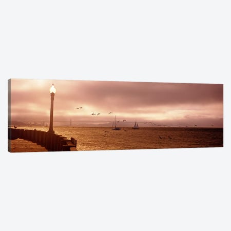 Sailboats in the sea, San Francisco Bay, Golden Gate Bridge, San Francisco, California, USA Canvas Print #PIM6487} by Panoramic Images Art Print