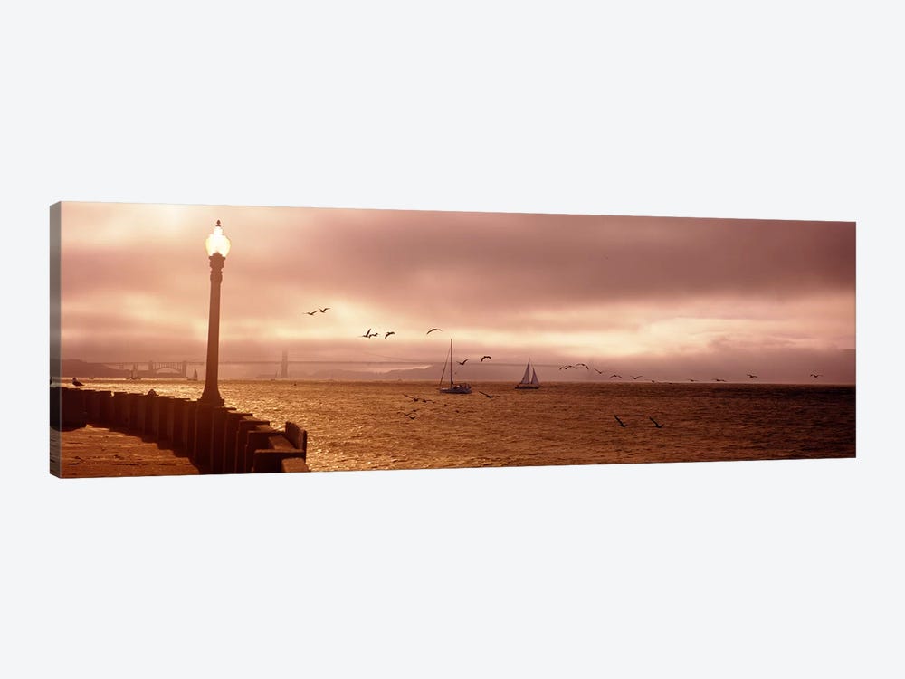 Sailboats in the sea, San Francisco Bay, Golden Gate Bridge, San Francisco, California, USA by Panoramic Images 1-piece Canvas Wall Art