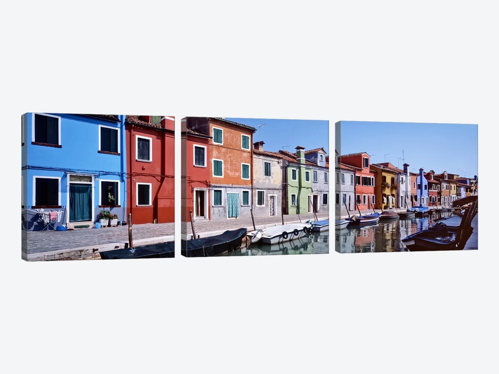 Houses at the waterfront, Burano, Venetian Lagoon, Venice, Italy by Panoramic Images 3-piece Art Print