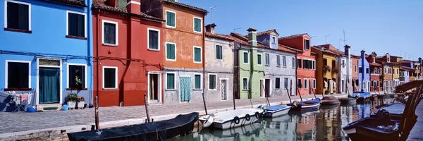 Photography: Houses at the waterfront, Burano, Venetian Lagoon, Venice, Italy by Panoramic Images