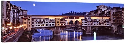Ponte Vecchio At Night, Florence, Tuscany, Italy Canvas Art Print - Florence Art