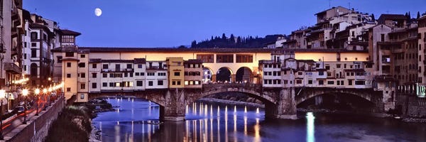 Orchid Pink: Ponte Vecchio At Night, Florence, Tuscany, Italy by Panoramic Images