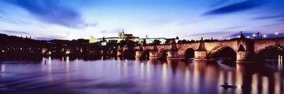 Dusk's Reflection In The Vltava River, Prague, Czech Republic by Panoramic Images multi panel art