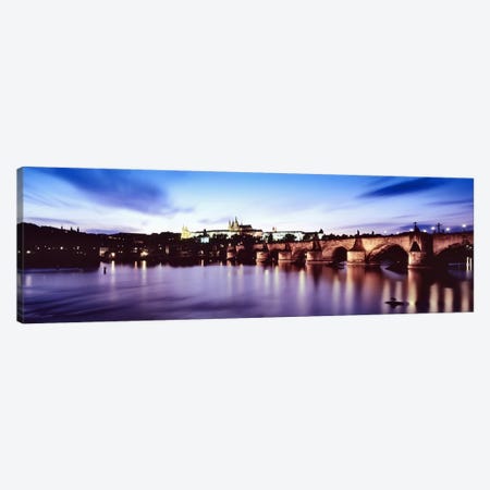 Dusk's Reflection In The Vltava River, Prague, Czech Republic Canvas Print #PIM6495} by Panoramic Images Canvas Wall Art