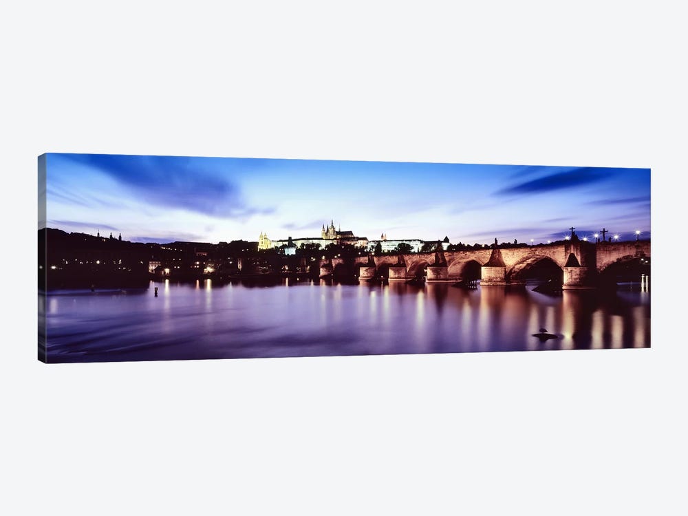 Dusk's Reflection In The Vltava River, Prague, Czech Republic by Panoramic Images 1-piece Canvas Art Print