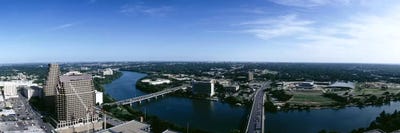 High angle view of a river passing through a cityAustin, Texas, USA by Panoramic Images canvas print