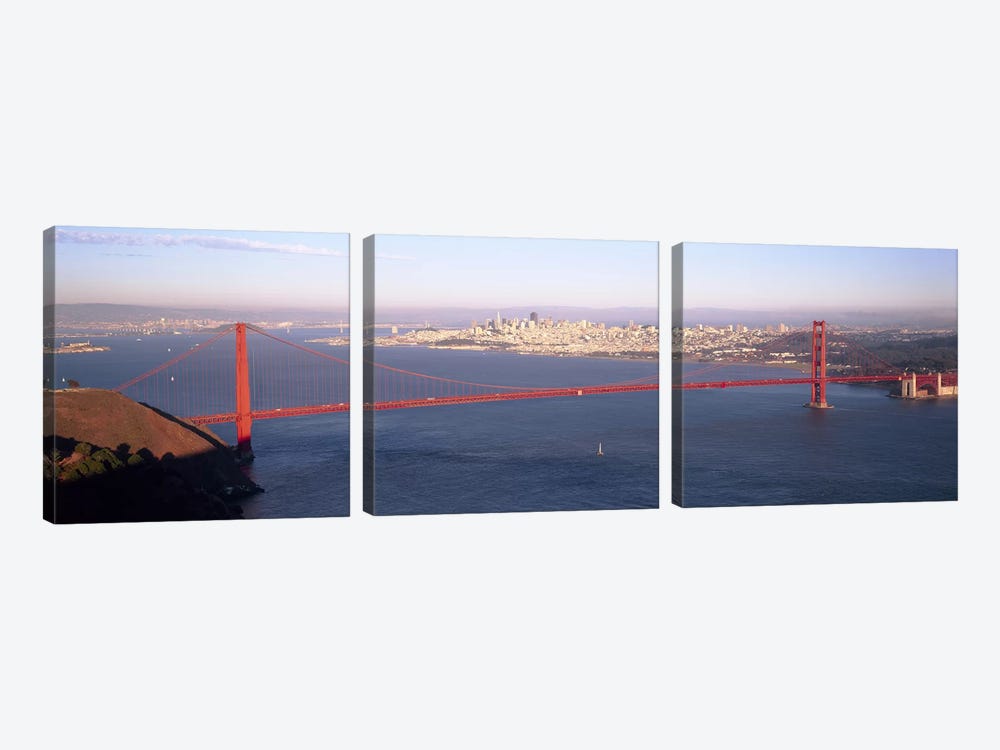 High angle view of a suspension bridge across the seaGolden Gate Bridge, San Francisco, Marin County, California, USA by Panoramic Images 3-piece Canvas Art