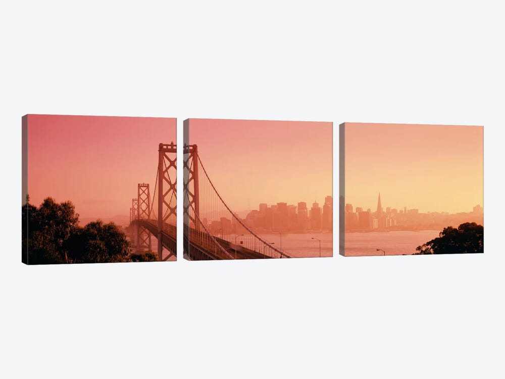Bay BridgeSkyline, City, San Francisco, California, USA by Panoramic Images 3-piece Canvas Wall Art