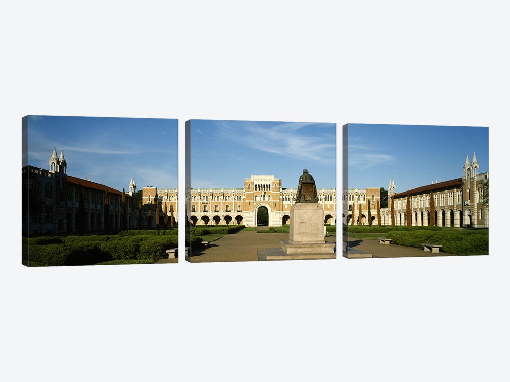 Statue in the courtyard of an educational buildingRice University, Houston, Texas, USA by Panoramic Images 3-piece Canvas Art Print