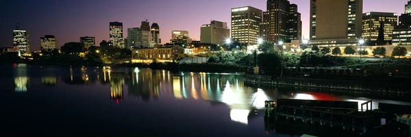 City lit up at nightNewark, New Jersey, USA