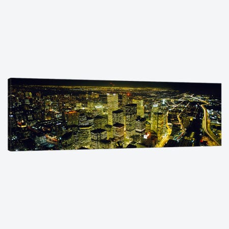 Nighttime View Of The Financial District From CN Tower, Toronto, Ontario, Canada Canvas Print #PIM6530} by Panoramic Images Canvas Art