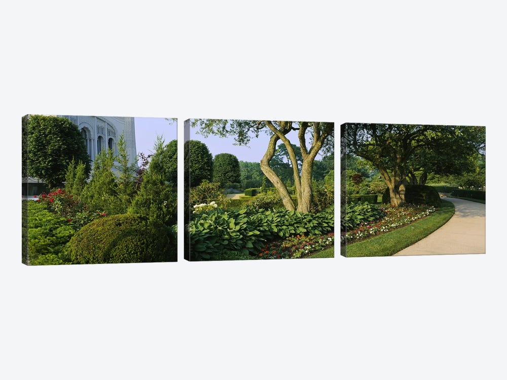 Garden Landscape, Baha'i House Of Worship, Wilmette, New Trier Township, Cook County, Illinois, USA by Panoramic Images 3-piece Canvas Art Print