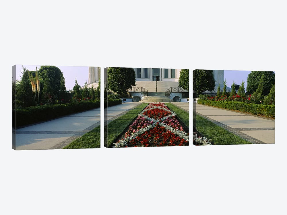 Formal Garden At Main Entrance, Baha'i House Of Worship, Wilmette, New Trier Township, Chicago, Cook County, Illinois, USA by Panoramic Images 3-piece Canvas Art