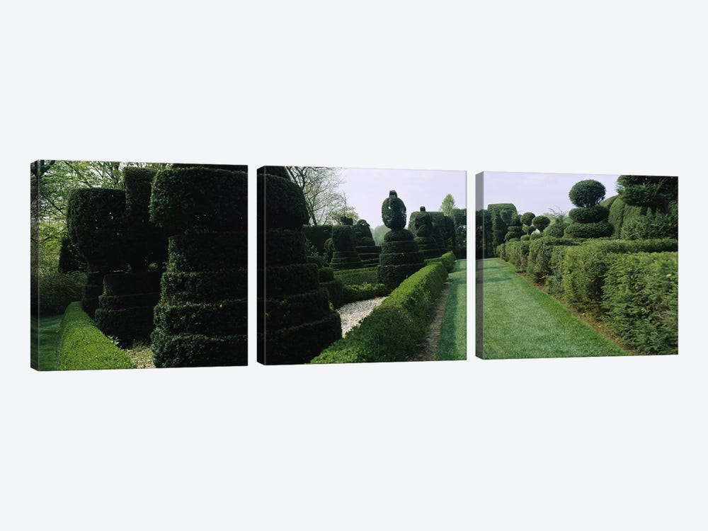 Sculptures formed from trees and plants in a garden, Ladew Topiary Gardens, Monkton, Baltimore County, Maryland, USA by Panoramic Images 3-piece Canvas Wall Art