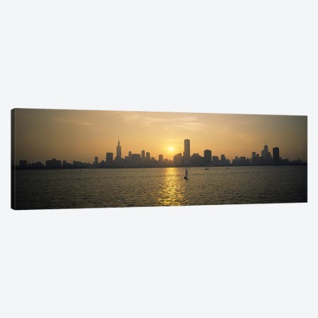 Silhouette of skyscrapers at the waterfront, Chicago, Cook County, Illinois, USA Canvas Print #PIM6547} by Panoramic Images Canvas Art