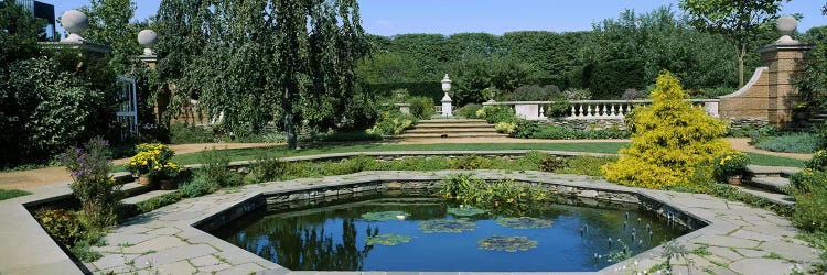 Garden Pond, English Walled Garden, Chicago Botanic Garden, Glencoe, Cook County, Illinois, USA