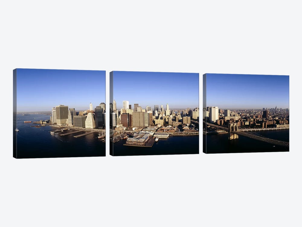 Aerial view of a cityscape, Manhattan, New York City, New York State, USA by Panoramic Images 3-piece Canvas Wall Art
