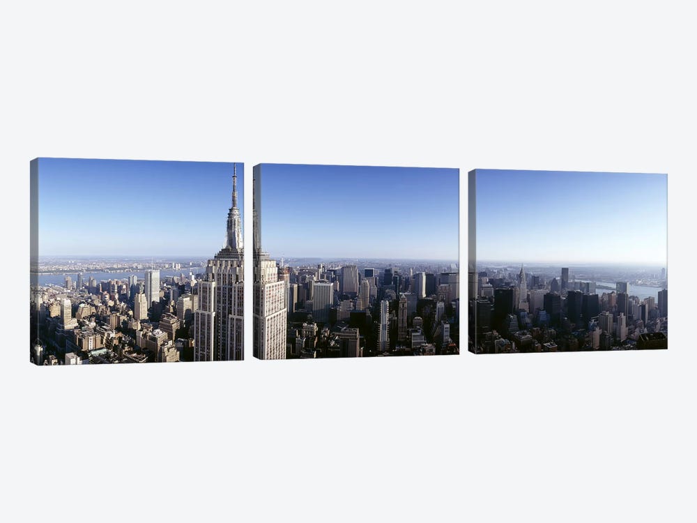 Aerial view of a cityscape, Empire State Building, Manhattan, New York City, New York State, USA by Panoramic Images 3-piece Canvas Art