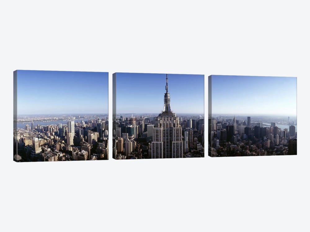 Aerial view of a cityscape, Empire State Building, Manhattan, New York City, New York State, USA #2 by Panoramic Images 3-piece Canvas Art Print