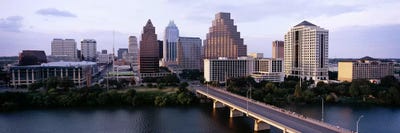 Skylines in a city, Lady Bird Lake, Colorado River, Austin, Travis County, Texas, USA by Panoramic Images acrylic art print