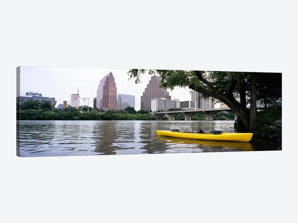 Yellow kayak in a reservoirLady Bird Lake, Colorado River, Austin, Travis County, Texas, USA by Panoramic Images 1-piece Canvas Wall Art
