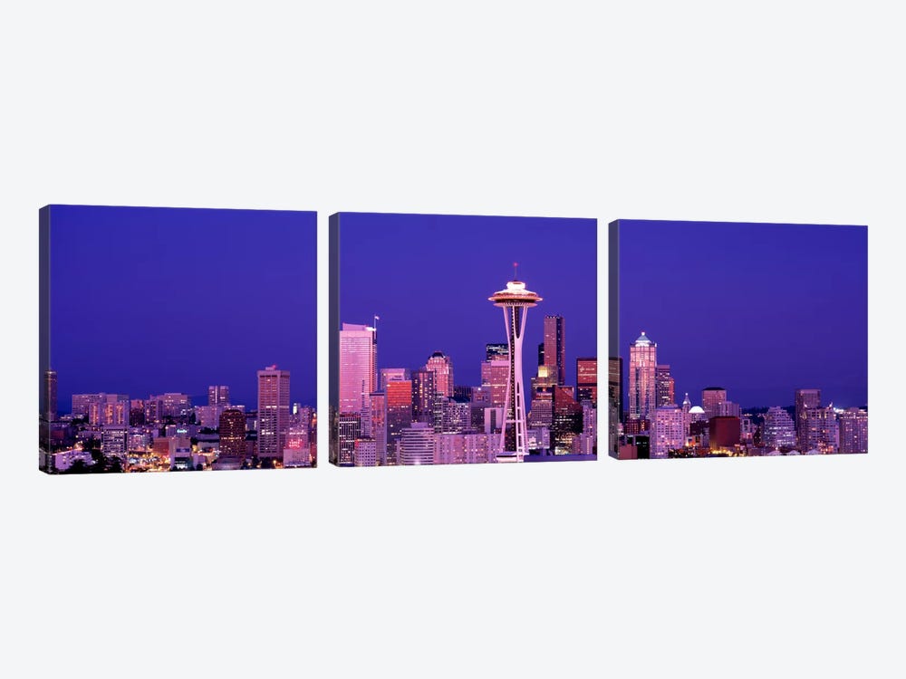 USAWashington, Seattle, night by Panoramic Images 3-piece Canvas Wall Art