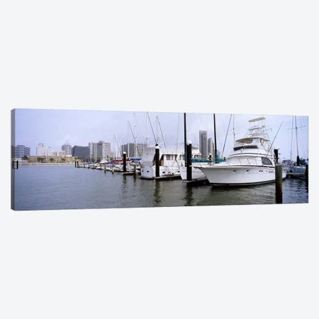 Yachts at a harbor with buildings in the background, Corpus Christi, Texas, USA Canvas Print #PIM6560} by Panoramic Images Canvas Art Print