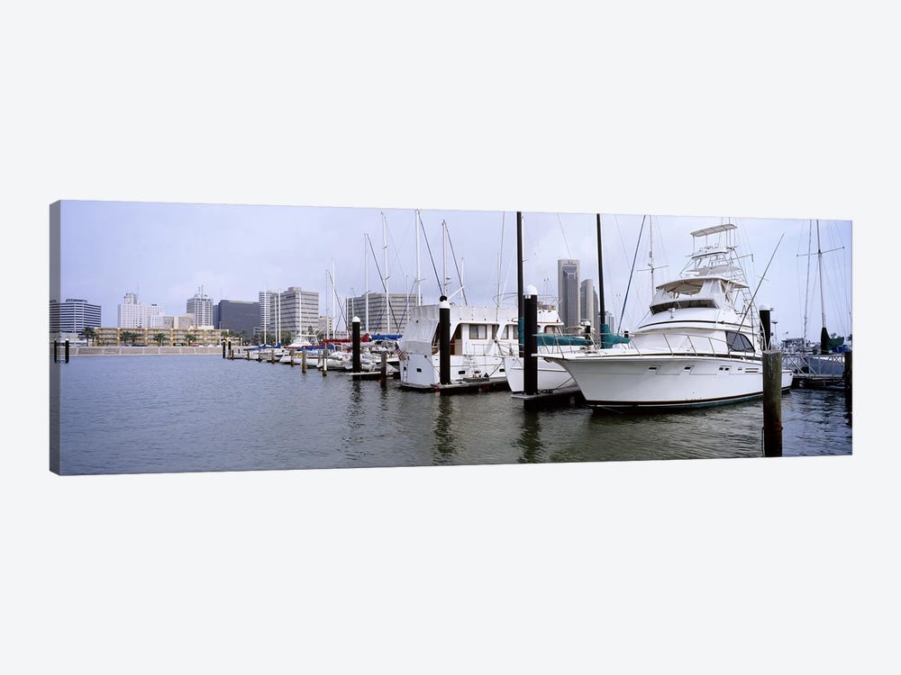 Yachts at a harbor with buildings in the background, Corpus Christi, Texas, USA by Panoramic Images 1-piece Canvas Art