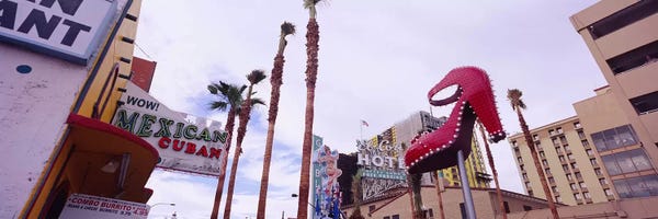 Las Vegas: Low angle view of a sculpture of a high heel, Fremont Street, Las Vegas, Clark County, Nevada, USA by Panoramic Images