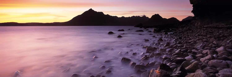 Silhouette Of Cuillin (Black Cuillin) At Dusk As Seen From Elgol, Isle Of Skye, Highlands, Scotland