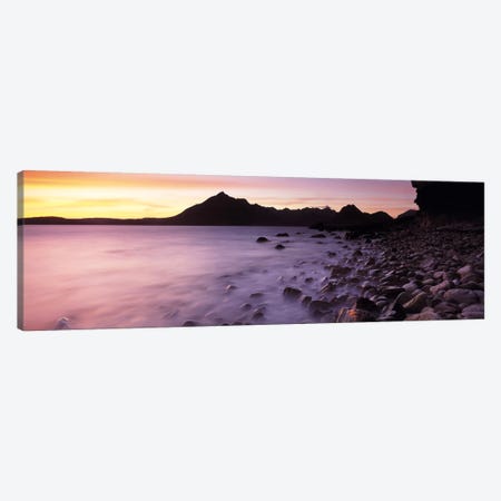 Silhouette Of Cuillin (Black Cuillin) At Dusk As Seen From Elgol, Isle Of Skye, Highlands, Scotland Canvas Print #PIM6587} by Panoramic Images Canvas Wall Art