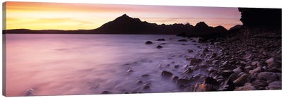 Silhouette Of Cuillin (Black Cuillin) At Dusk As Seen From Elgol, Isle Of Skye, Highlands, Scotland Canvas Art Print